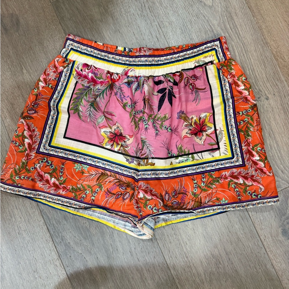Lavender Brown Orange & Pink Floral Athletic Shorts